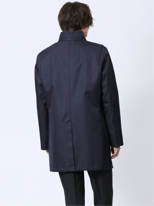 防風 ウィングカラーコート へリンボン紺