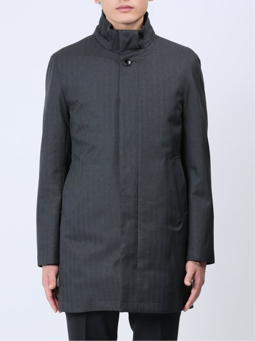 3WAY フーデッドコート へリンボングレー