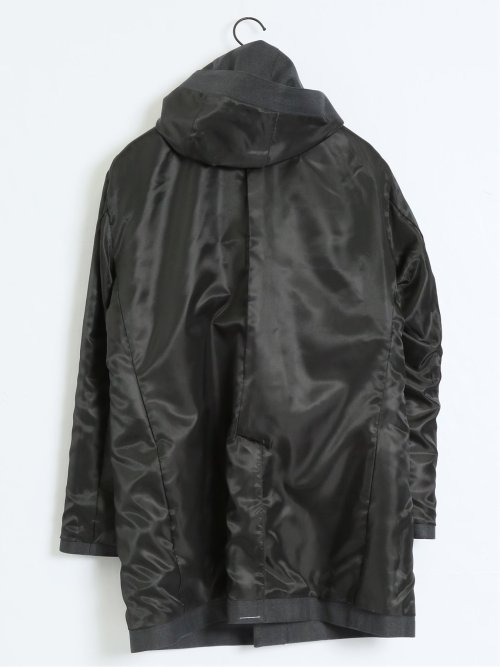 3WAY フーデッドコート へリンボングレー