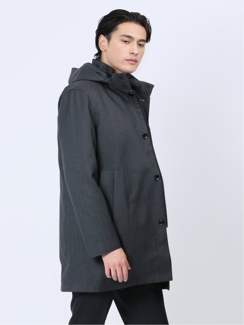 3WAY フーデッドコート へリンボングレー