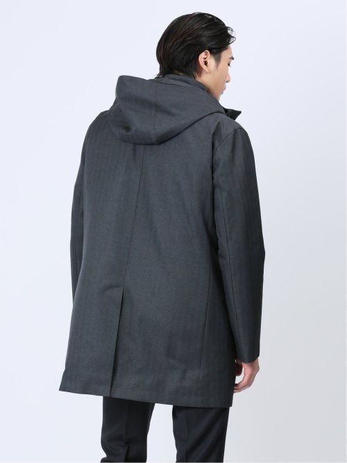 3WAY フーデッドコート へリンボングレー