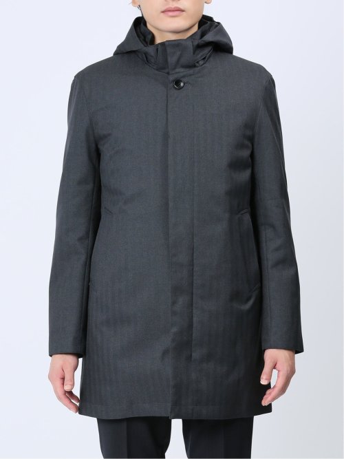 3WAY フーデッドコート へリンボングレー
