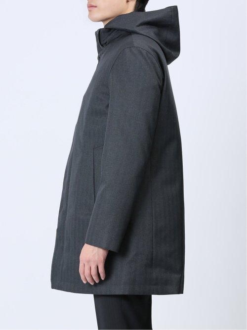 3WAY フーデッドコート へリンボングレー