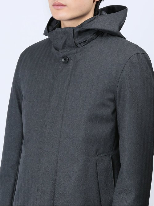 3WAY フーデッドコート へリンボングレー