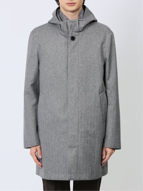 3WAY フーデッドコート へリンボン ライトグレー