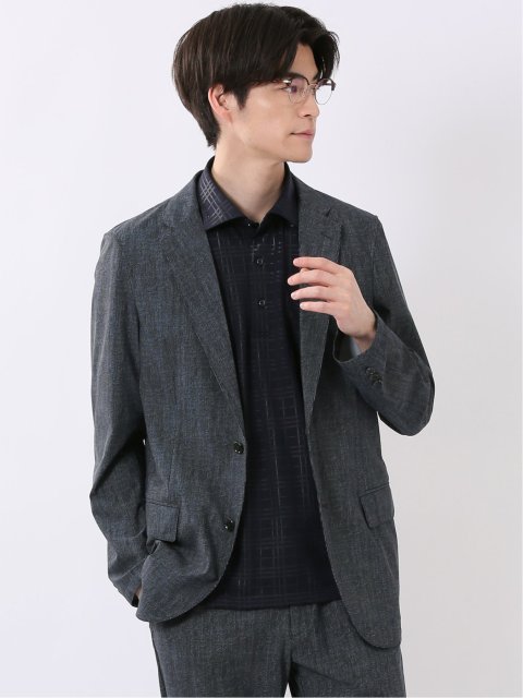接触冷感 ストレッチ ウォッシャブル プリント スリムフィット 2ボタン ジャケット(セットアップ可能)