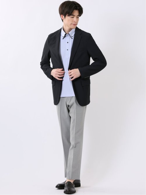 ストレッチ ウォッシャブル もちもち スリムフィット 2ボタン ジャケット