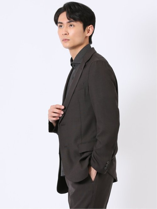 ウォッシャブル 麻調 メッシュ スリムフィット 2ボタン ジャケット(セットアップ可能)