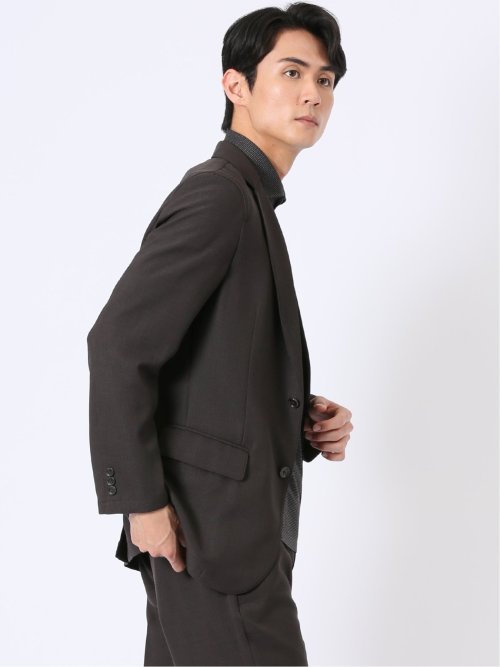 ウォッシャブル 麻調 メッシュ スリムフィット 2ボタン ジャケット(セットアップ可能)