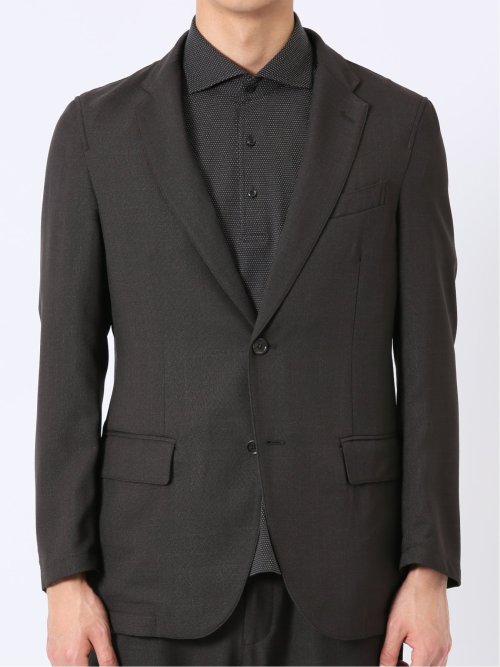 ウォッシャブル 麻調 メッシュ スリムフィット 2ボタン ジャケット(セットアップ可能)