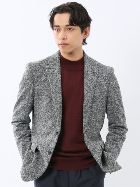 尾州からみニット スリムフィット 2ボタンジャケット モノトーン