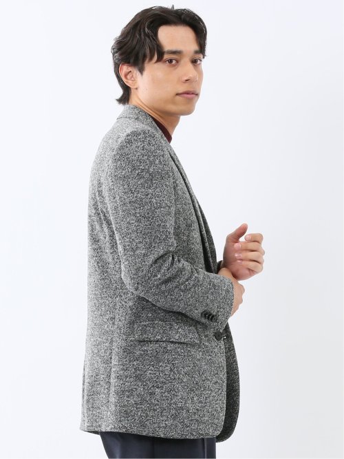 尾州からみニット スリムフィット 2ボタンジャケット モノトーン