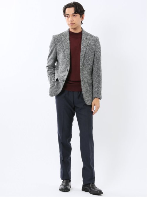 尾州からみニット スリムフィット 2ボタンジャケット モノトーン