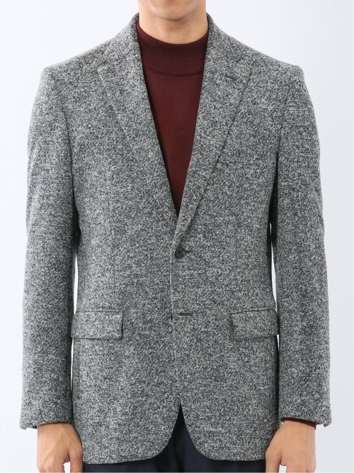 尾州からみニット スリムフィット 2ボタンジャケット モノトーン