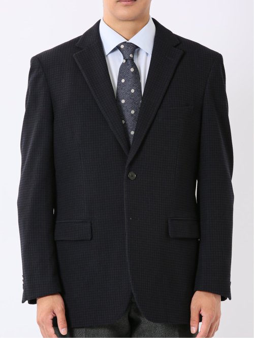 ジャケット メンズ ビジネス ストレッチ ウォッシャブル スリム 2ボタン テーラード モーデュロイ プリント 紺