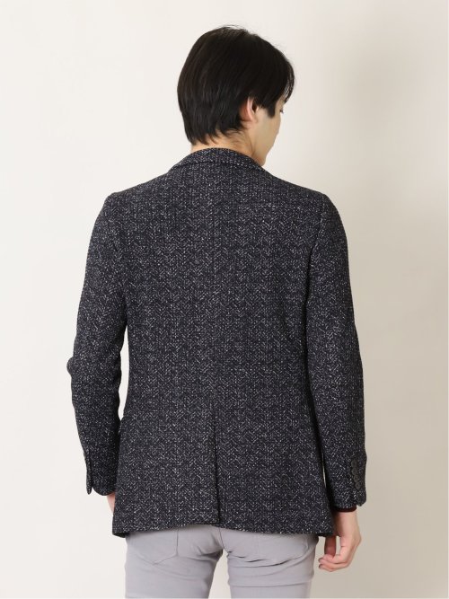 セーターフリースメランジ 2ボタンスリムジャケット 紺