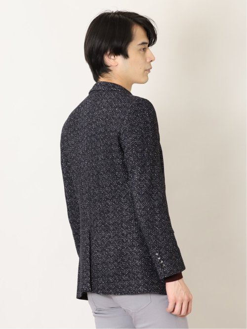 セーターフリースメランジ 2ボタンスリムジャケット 紺