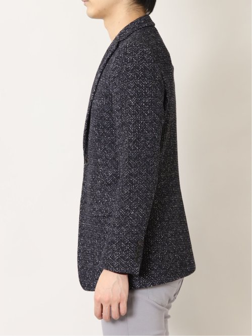 セーターフリースメランジ 2ボタンスリムジャケット 紺