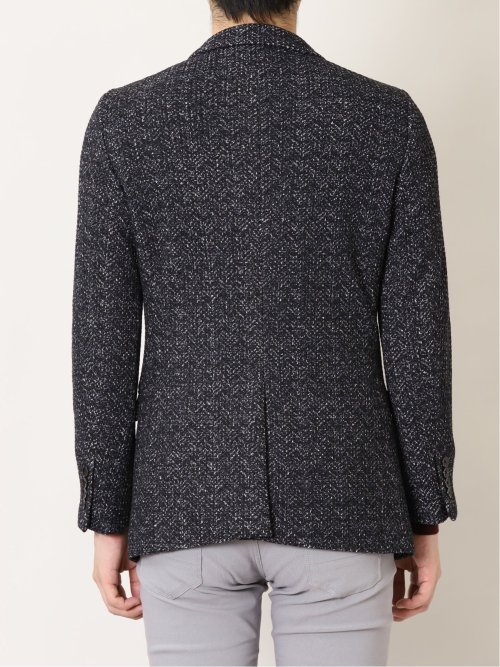 セーターフリースメランジ 2ボタンスリムジャケット 紺