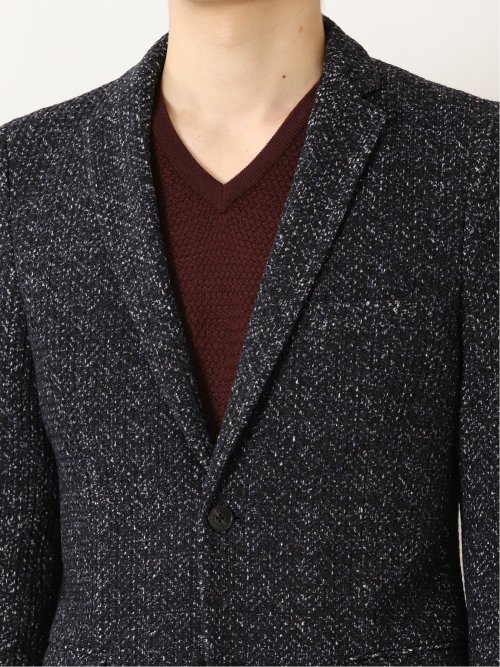 セーターフリースメランジ 2ボタンスリムジャケット 紺
