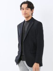 からみニット スリムフィット 2ボタンジャケット 紺