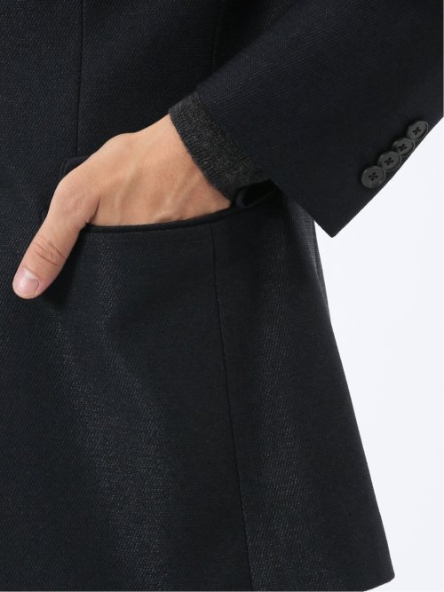 からみニット スリムフィット 2ボタンジャケット 紺