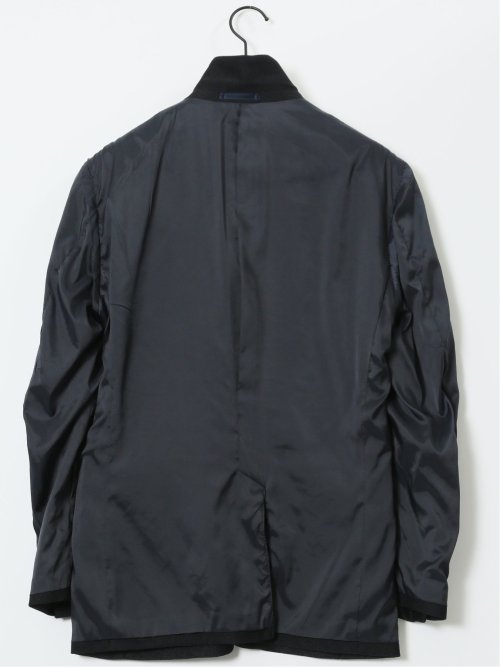 からみニット スリムフィット 2ボタンジャケット 紺