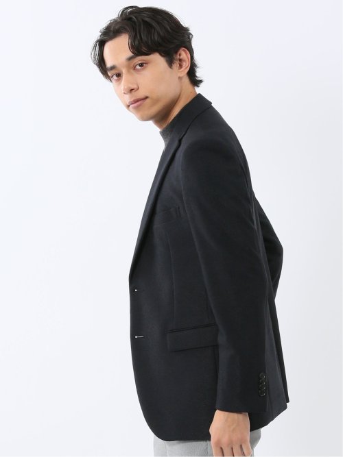 からみニット スリムフィット 2ボタンジャケット 紺(S 75紺