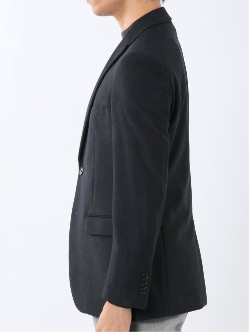 からみニット スリムフィット 2ボタンジャケット 紺