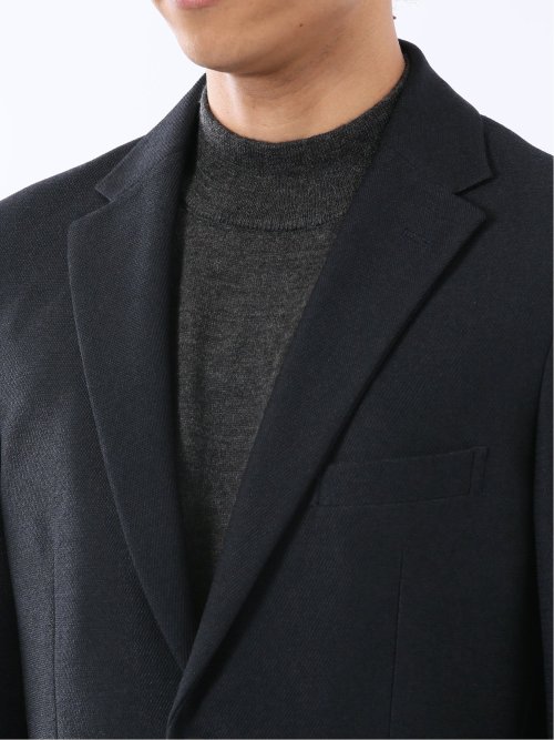 からみニット スリムフィット 2ボタンジャケット 紺