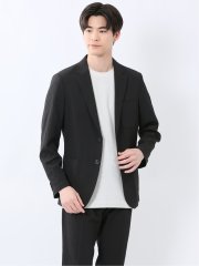 ドットプリント スリムフィット 2ボタンジャケット 黒(セットアップ可能)