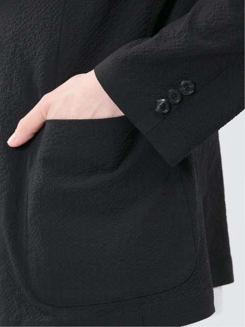 ドットプリント スリムフィット 2ボタンジャケット 黒(セットアップ可能)