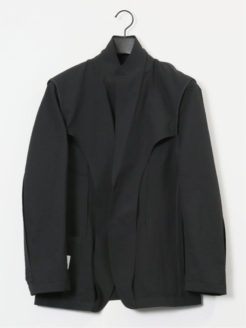 ドットプリント スリムフィット 2ボタンジャケット 黒(セットアップ可能)