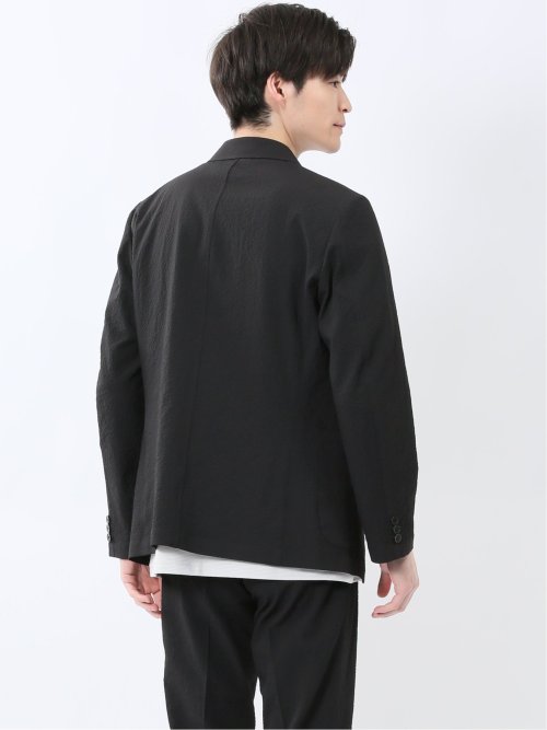 ドットプリント スリムフィット 2ボタンジャケット 黒(セットアップ可能)