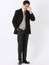 ジャケット メンズ ビジネス ストレッチ ウォッシャブル スリム 2ボタン テーラード モーデュロイ プリント 茶