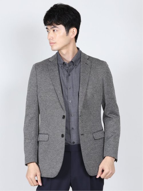 尾州ニット スリムフィット 2ボタンジャケット モノトーン