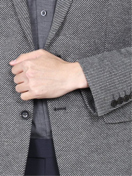 尾州ニット スリムフィット 2ボタンジャケット モノトーン