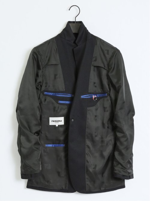 ストレッチニット スリムフィット 2ボタンジャケット 紺