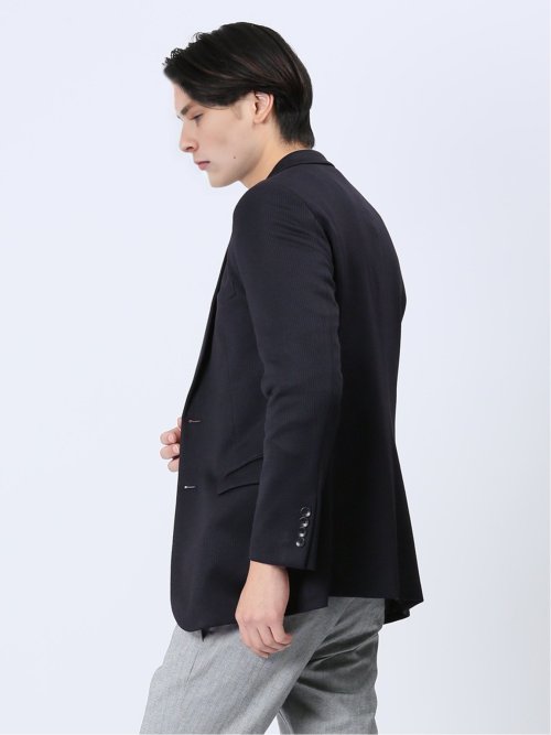 ストレッチニット スリムフィット 2ボタンジャケット 紺