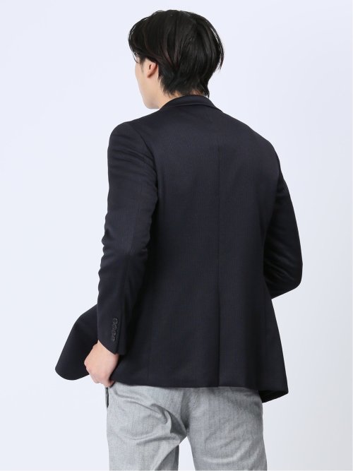 ストレッチニット スリムフィット 2ボタンジャケット 紺