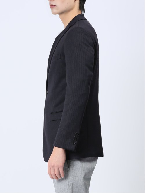 ストレッチニット スリムフィット 2ボタンジャケット 紺