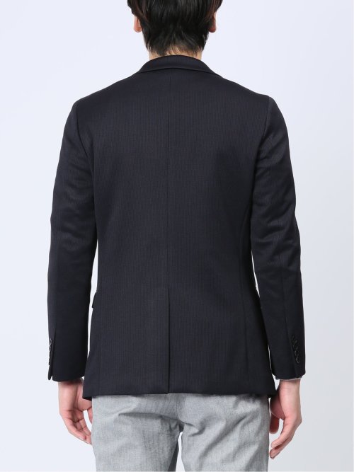 ストレッチニット スリムフィット 2ボタンジャケット 紺