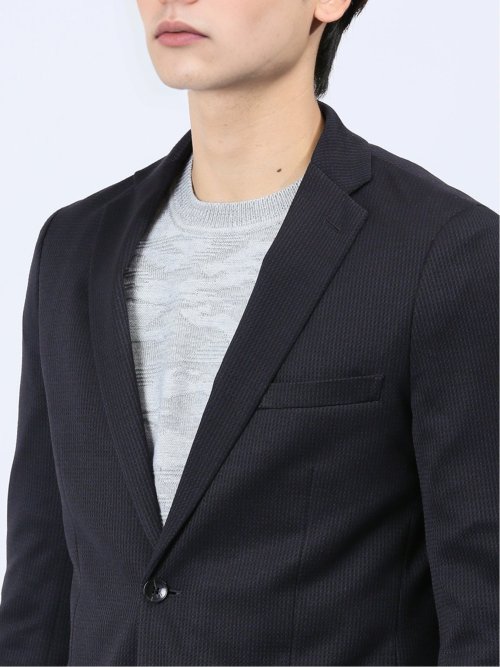 ストレッチニット スリムフィット 2ボタンジャケット 紺