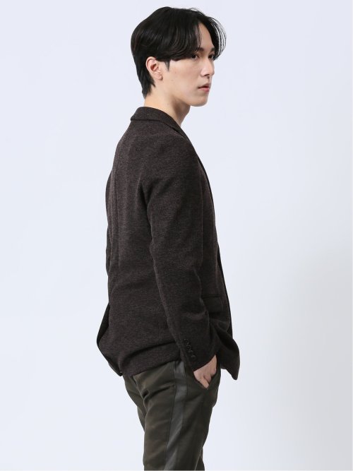 ストレッチニット スリムフィット 2ボタンジャケット こげ茶