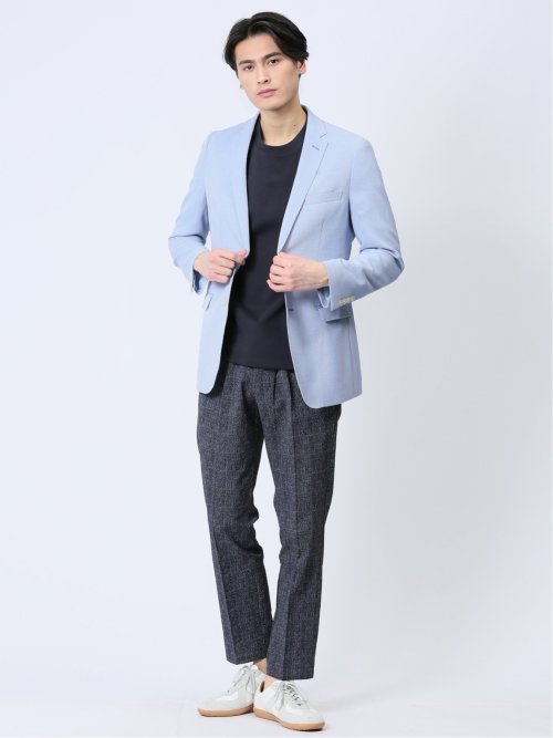 ホップサック スリムフィット 2ボタンジャケット サックス