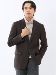 からみニット スリムフィット 2ボタンジャケット こげ茶