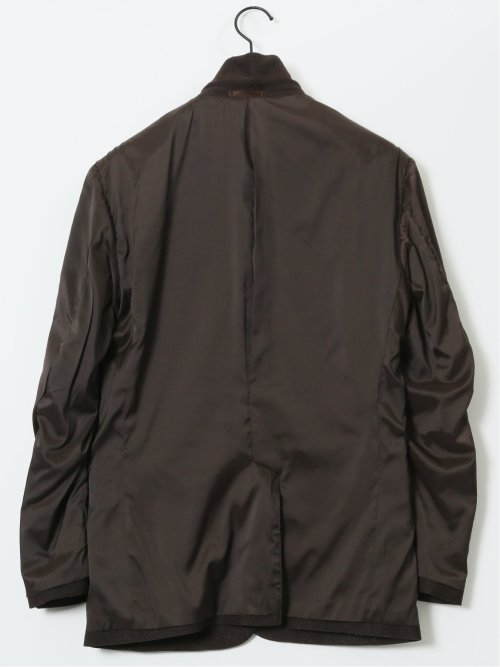 からみニット スリムフィット 2ボタンジャケット こげ茶