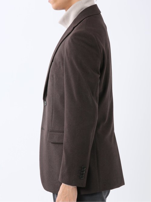 からみニット スリムフィット 2ボタンジャケット こげ茶