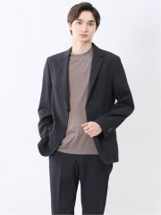 ドットプリント スリムフィット 2ボタンジャケット 紺(セットアップ可能)