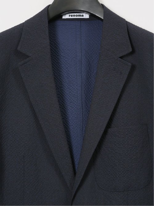 ドットプリント スリムフィット 2ボタンジャケット 紺(セットアップ可能)